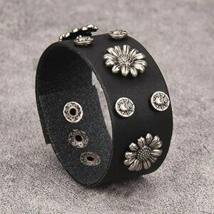 Goth Punk Leather Cuff Bracelet Adjustable Straps Wrap Bracelets Arm Armor Cuff